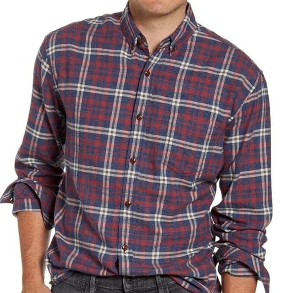 Rails NWT Felix Slim Fit Plaid Shirt Navy Red Cream Men's Size XL Button Front
